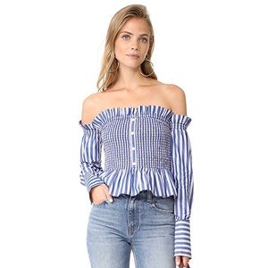 Peterson striped shirred top